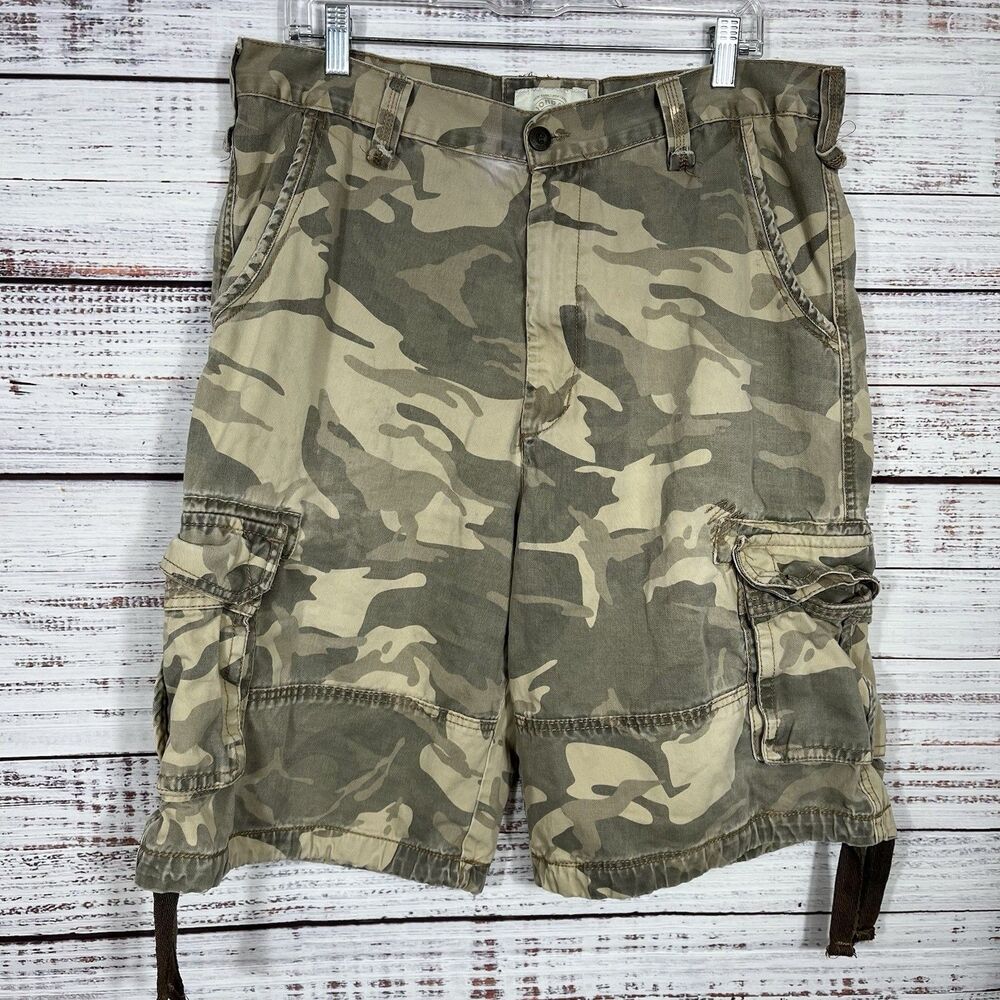 Jordan Craig Camo Cargo Shorts Mens 36 Khaki Military Utility Heavyweight Cotton